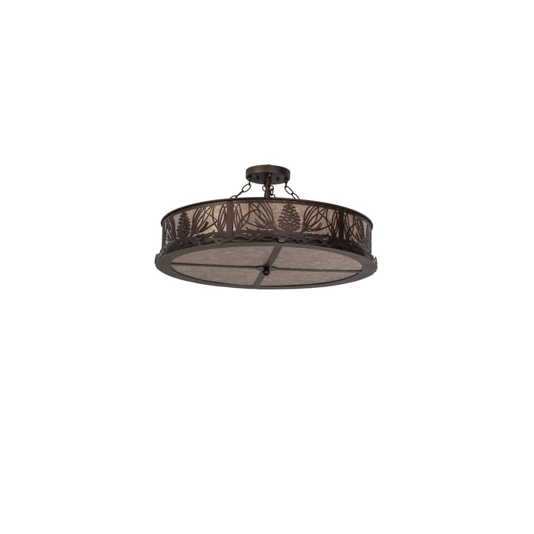 Mountain Pine 8 Light 30" Wide Semi-Flush Drum Ceiling Fixture - Mahogany Bronze Finish