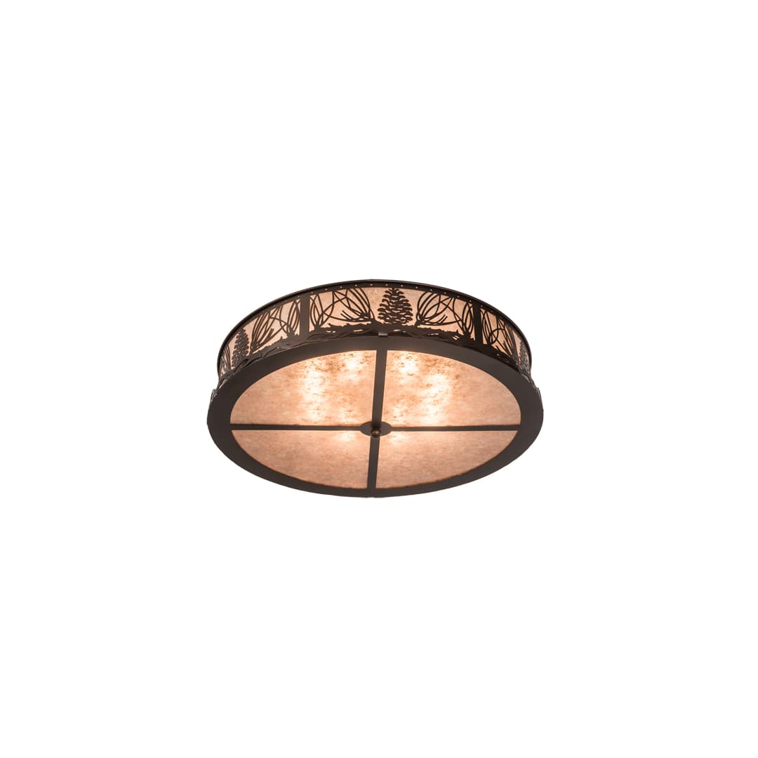 Mountain Pine 8 Light 30" Wide Semi-Flush Drum Ceiling Fixture - Mahogany Bronze Finish