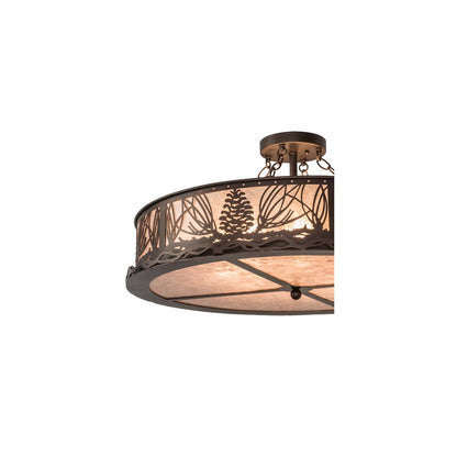 Mountain Pine 8 Light 30" Wide Semi-Flush Drum Ceiling Fixture - Mahogany Bronze Finish