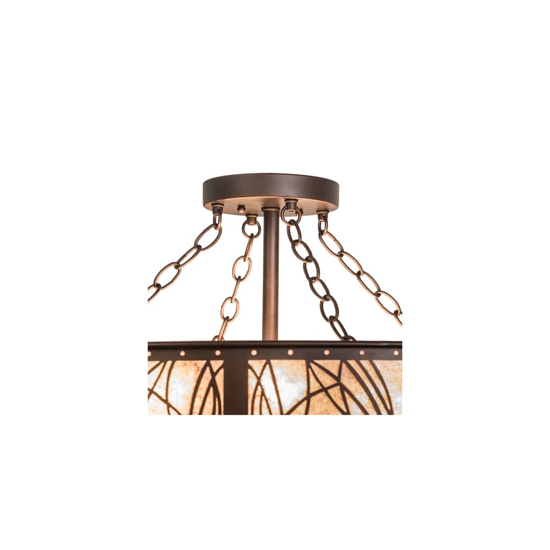 Mountain Pine 8 Light 30" Wide Semi-Flush Drum Ceiling Fixture - Mahogany Bronze Finish