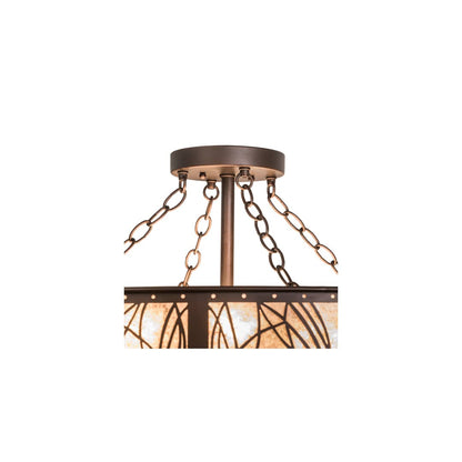 Mountain Pine 8 Light 30" Wide Semi-Flush Drum Ceiling Fixture - Mahogany Bronze Finish