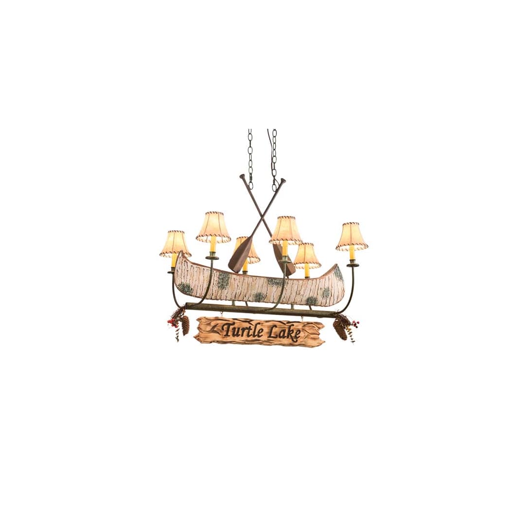 Long Personalized Canoe 6 Light 26" Wide Linear Chandelier