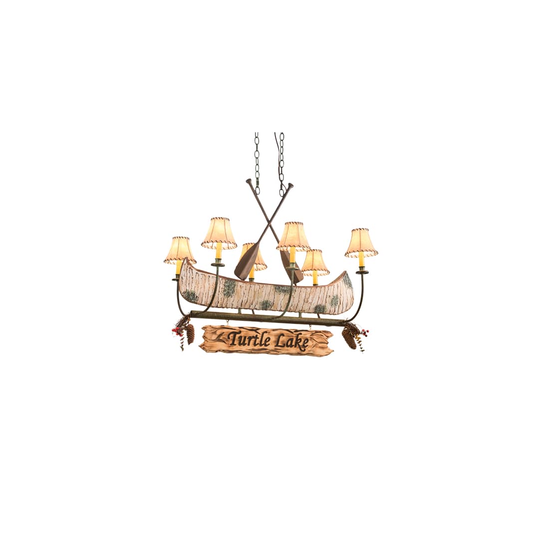 Long Personalized Canoe 6 Light 26" Wide Linear Chandelier