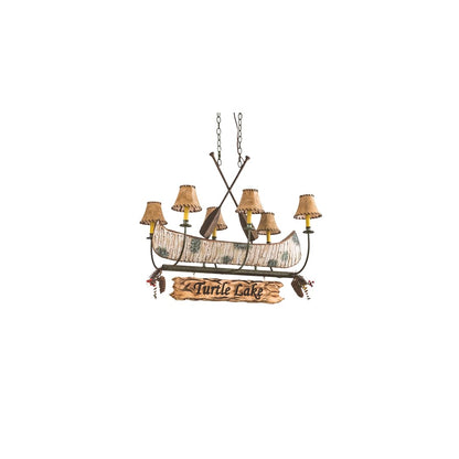 Long Personalized Canoe 6 Light 26" Wide Linear Chandelier