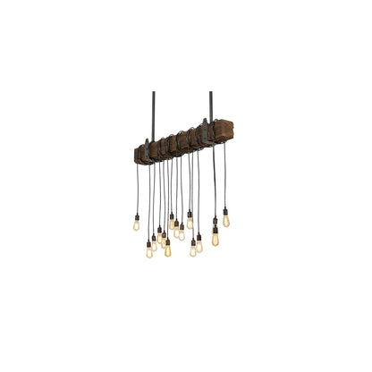 15 Light 48" Wide Wood Linear Pendant
