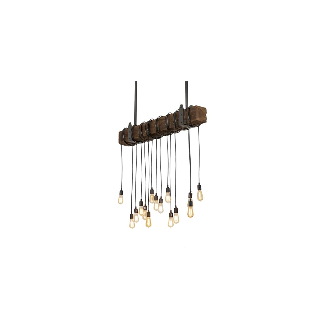 15 Light 48" Wide Wood Linear Pendant