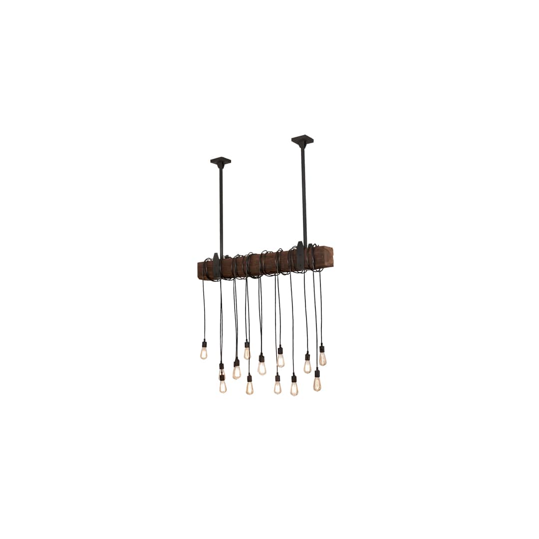 15 Light 48" Wide Wood Linear Pendant