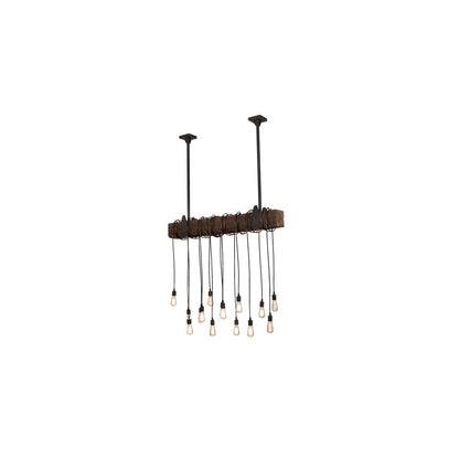 15 Light 48" Wide Wood Linear Pendant