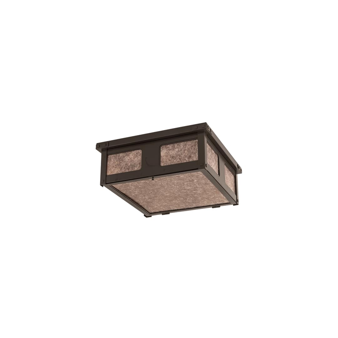 Quezon 4 Light 34" Wide Flush Mount Square Ceiling Fixture with Silver Mica Shade - Timeless Bronze Finish