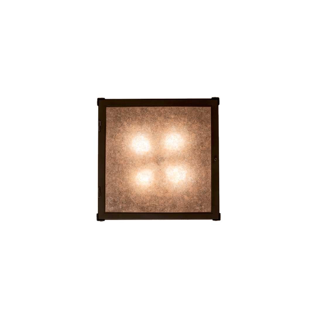 Quezon 4 Light 34" Wide Flush Mount Square Ceiling Fixture with Silver Mica Shade - Timeless Bronze Finish