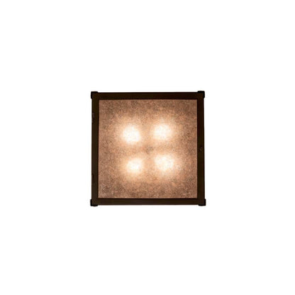 Quezon 4 Light 34" Wide Flush Mount Square Ceiling Fixture with Silver Mica Shade - Timeless Bronze Finish
