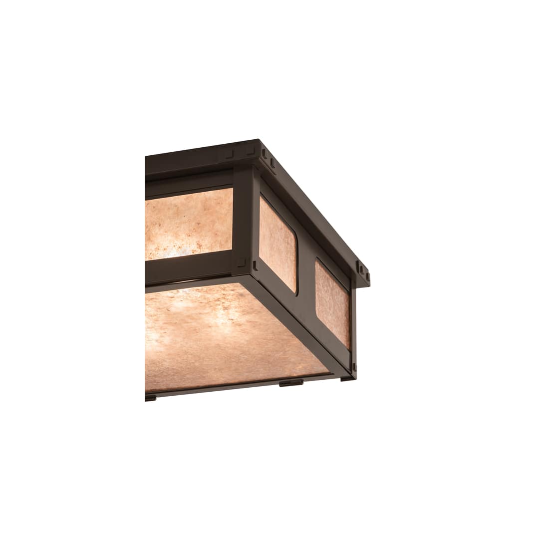 Quezon 4 Light 34" Wide Flush Mount Square Ceiling Fixture with Silver Mica Shade - Timeless Bronze Finish