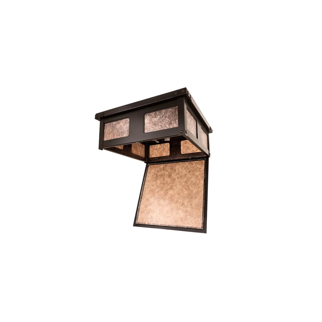 Quezon 4 Light 34" Wide Flush Mount Square Ceiling Fixture with Silver Mica Shade - Timeless Bronze Finish