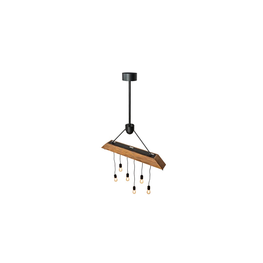 6 Light 44" Wide Wood Linear Pendant