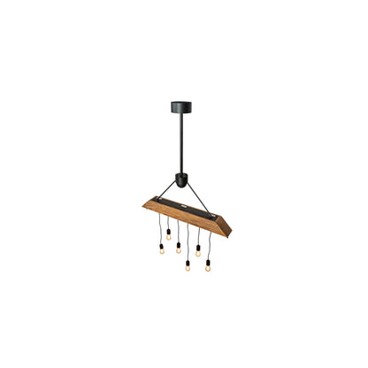 6 Light 44" Wide Wood Linear Pendant