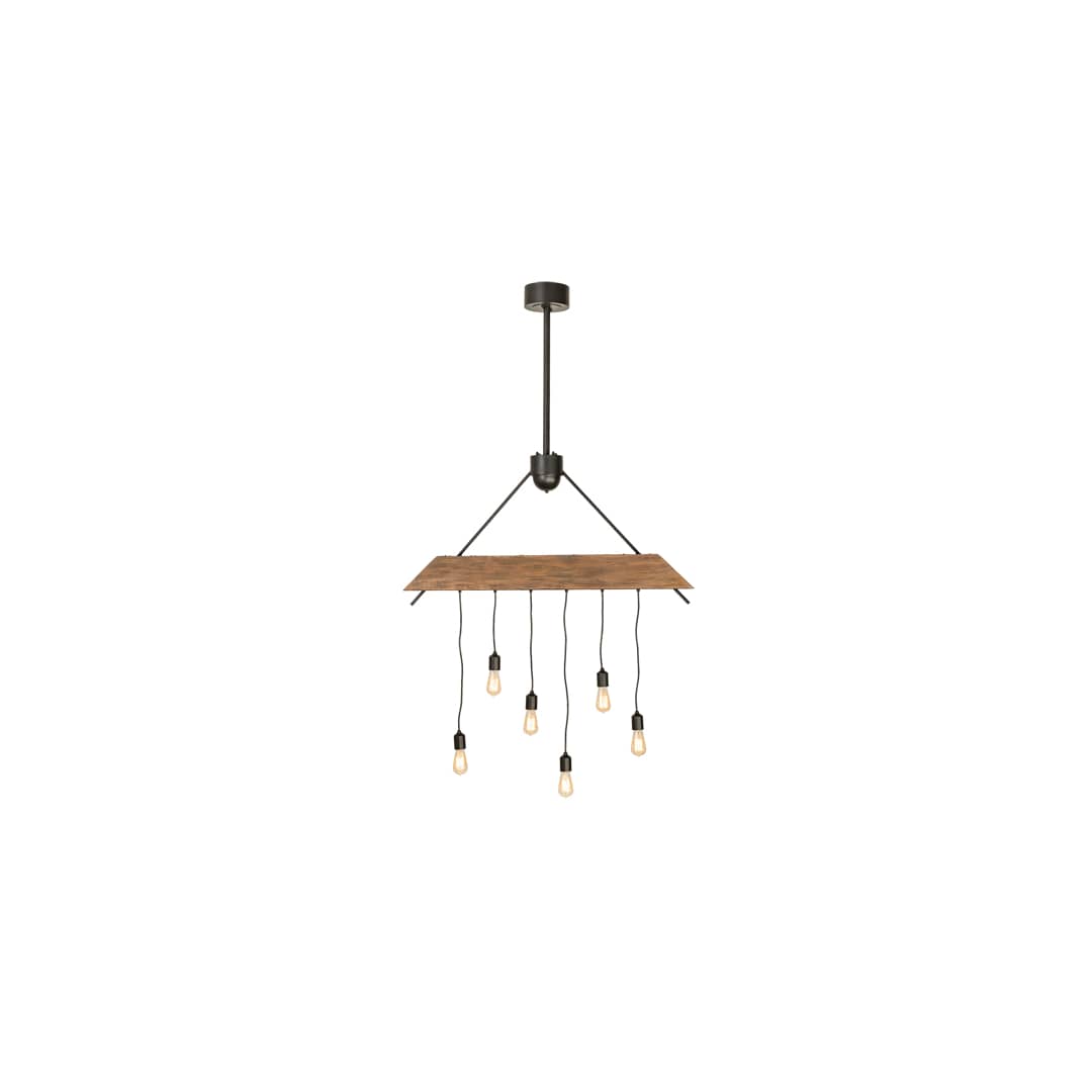 6 Light 44" Wide Wood Linear Pendant