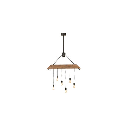 6 Light 44" Wide Wood Linear Pendant