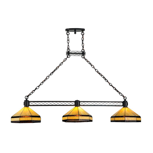 Top Ridge 3 Light 62" Wide Linear Chandelier with Tiffany Glass Shade