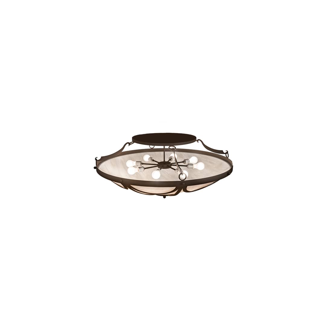 Carousel 8 Light 42" Wide Semi-Flush Bowl Ceiling Fixture - Hand Wrought Iron Finish