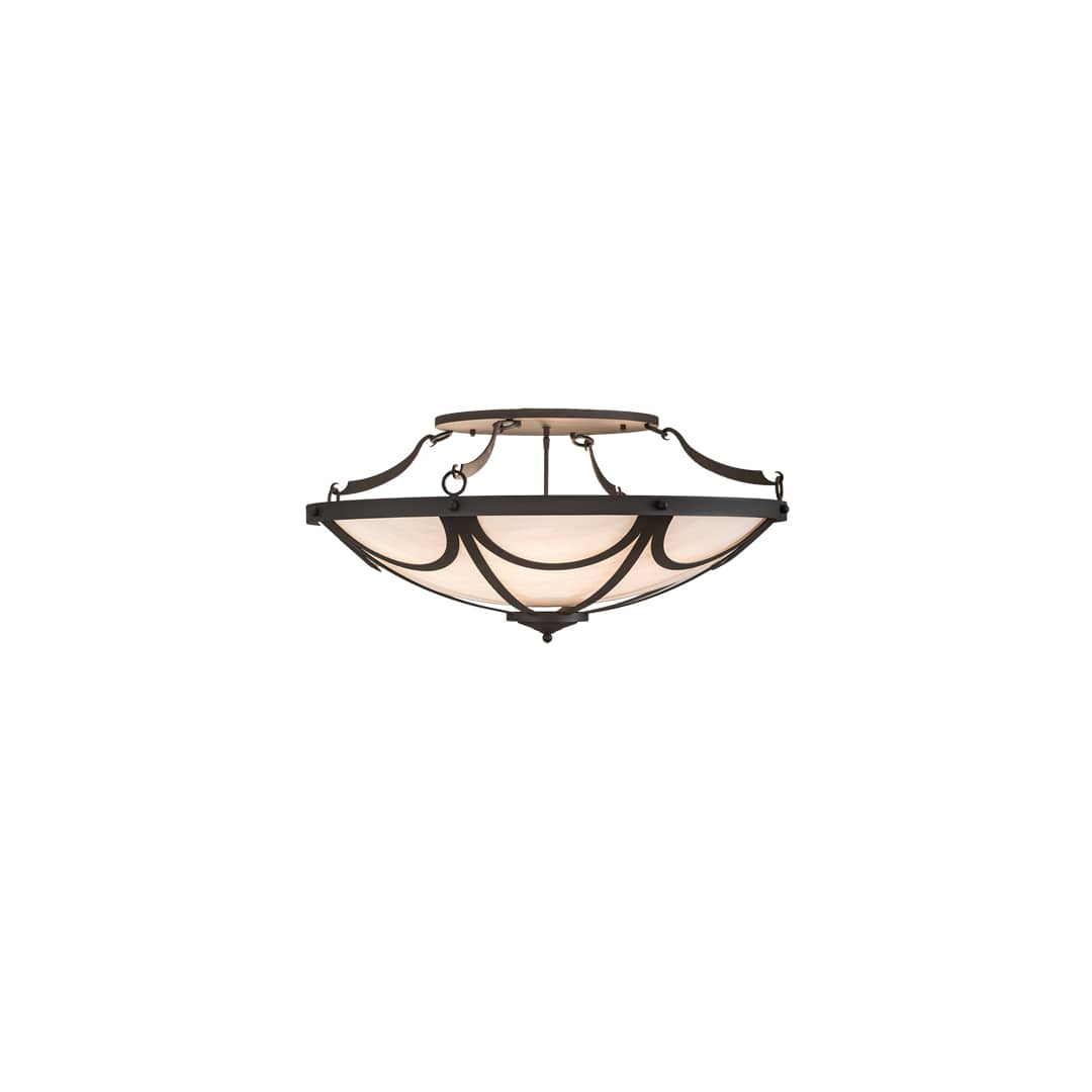 Carousel 8 Light 42" Wide Semi-Flush Bowl Ceiling Fixture - Hand Wrought Iron Finish