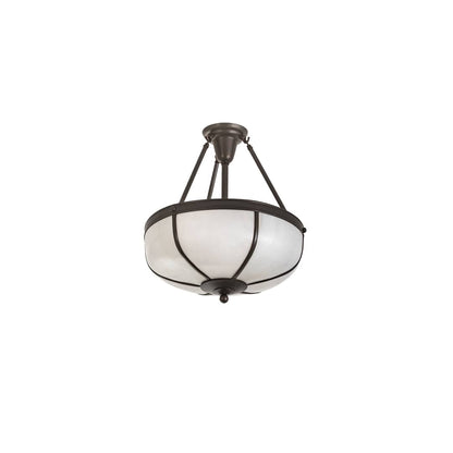 Arts and Crafts 3 Light 18" Wide Semi-Flush Bowl Ceiling Fixture with White Glass Shade - Craftsman Brown Finish