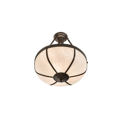 Arts and Crafts 3 Light 18" Wide Semi-Flush Bowl Ceiling Fixture with White Glass Shade - Craftsman Brown Finish