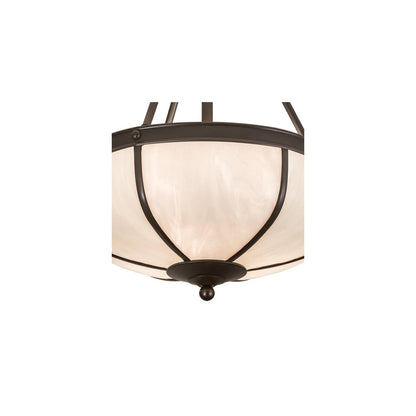 Arts and Crafts 3 Light 18" Wide Semi-Flush Bowl Ceiling Fixture with White Glass Shade - Craftsman Brown Finish