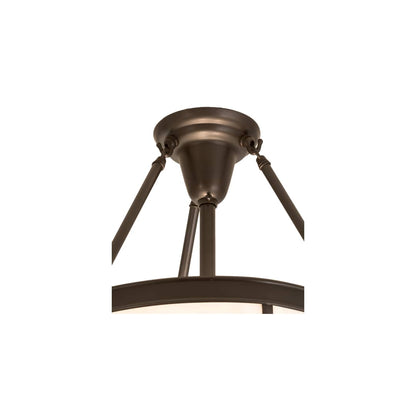 Arts and Crafts 3 Light 18" Wide Semi-Flush Bowl Ceiling Fixture with White Glass Shade - Craftsman Brown Finish