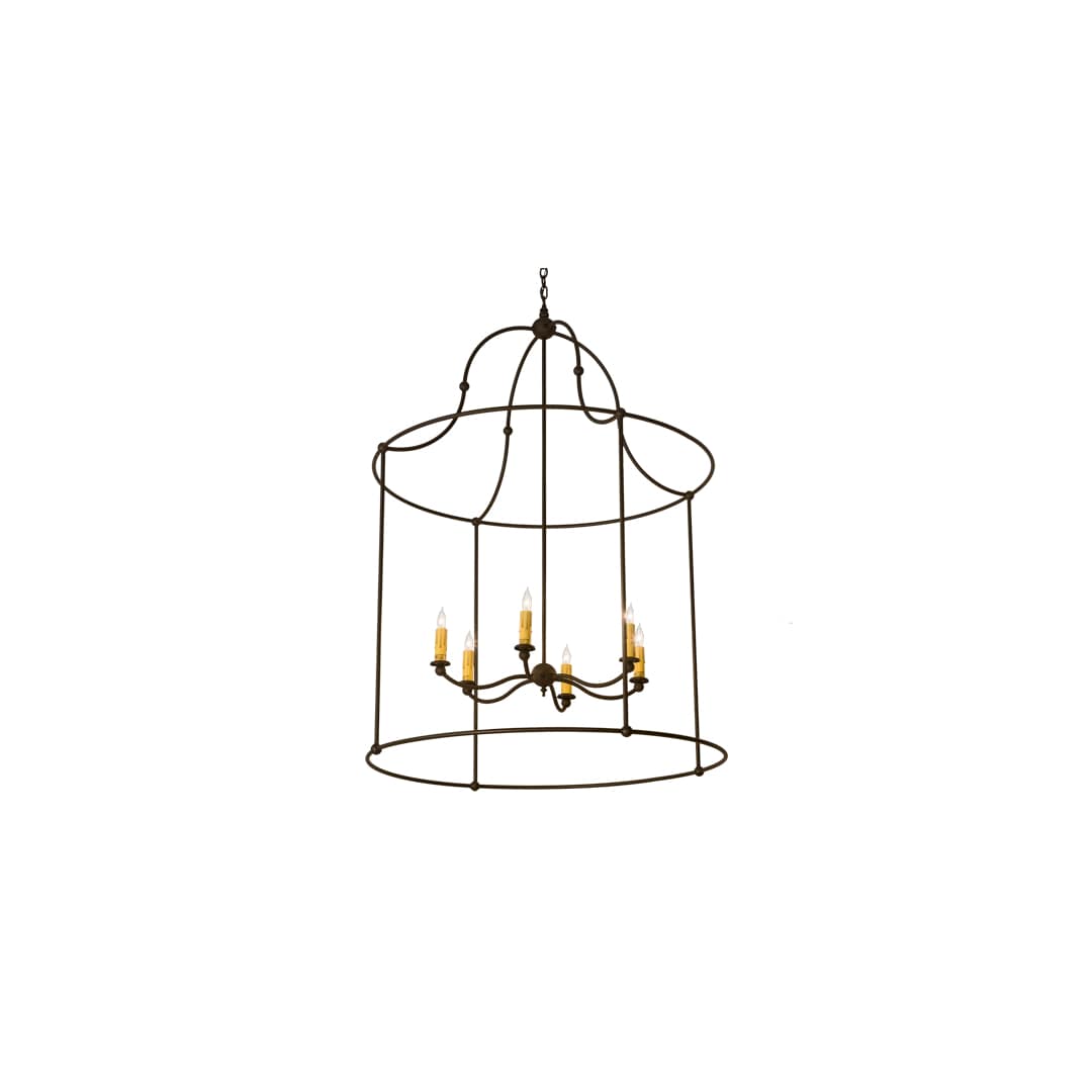 6 Light 42" Wide Taper Candle Pendant