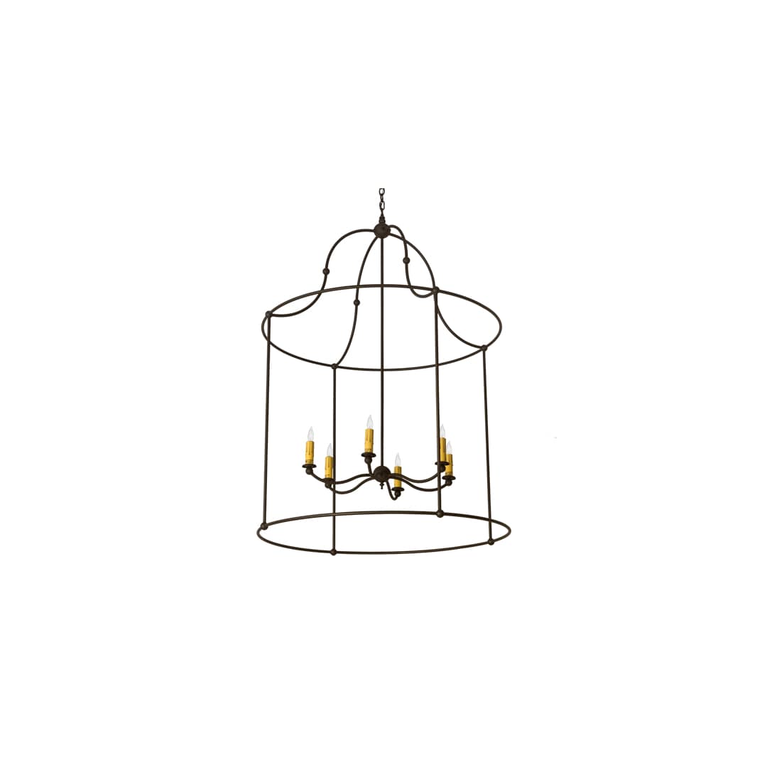 6 Light 42" Wide Taper Candle Pendant
