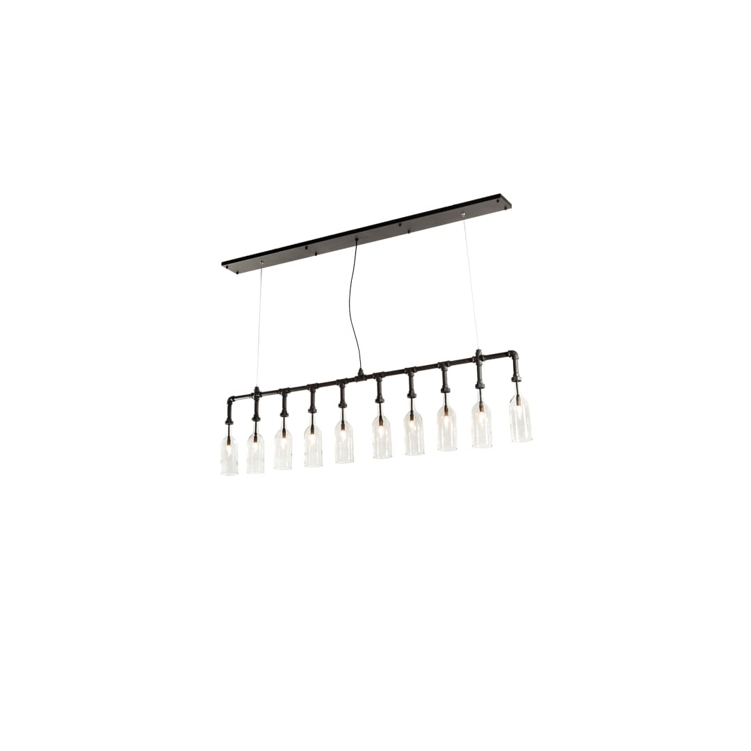 10 Light 75" Wide Suspension Linear Pendant