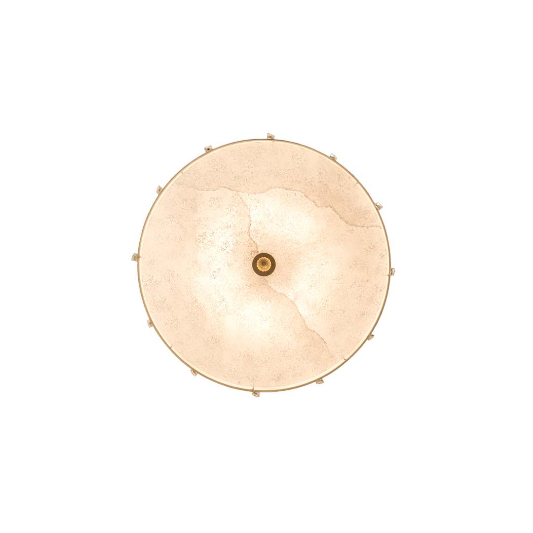 Cilindro Lujoso 8 Light 32" Wide Semi-Flush Drum Ceiling Fixture with Natural Wafer Silk Shade - Brass Finish