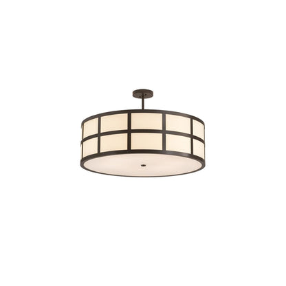 Cilindro Barnabas 6 Light 36" Wide Semi-Flush Drum Ceiling Fixture with Beige Textrene Shade - Timeless Bronze Finish