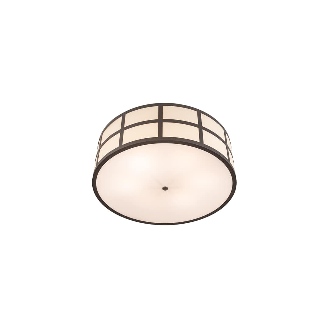 Cilindro Barnabas 6 Light 36" Wide Semi-Flush Drum Ceiling Fixture with Beige Textrene Shade - Timeless Bronze Finish