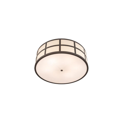 Cilindro Barnabas 6 Light 36" Wide Semi-Flush Drum Ceiling Fixture with Beige Textrene Shade - Timeless Bronze Finish