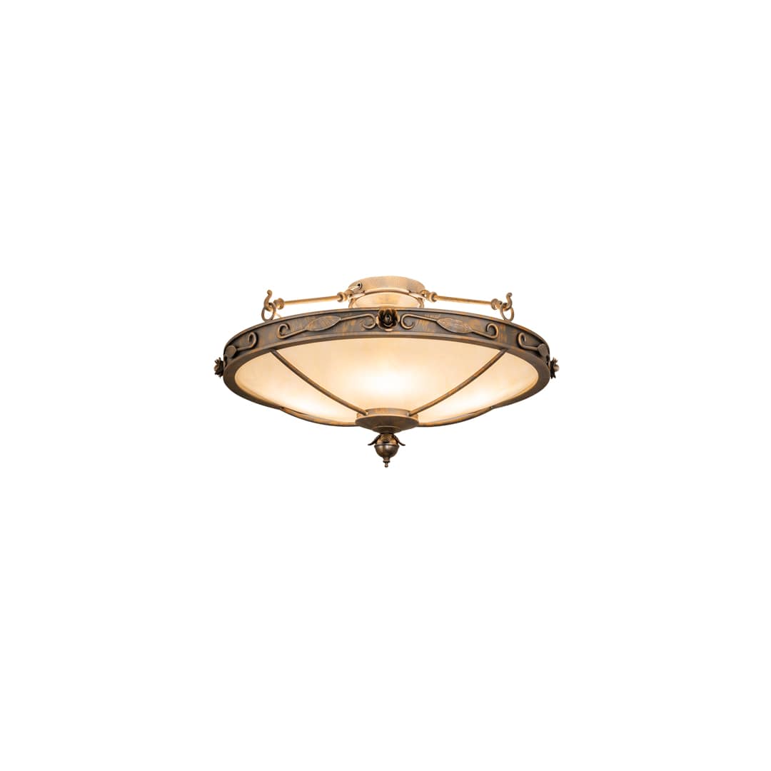 Arabesque 4 Light 28" Wide Semi-Flush Bowl Ceiling Fixture - French Bronzed Finish