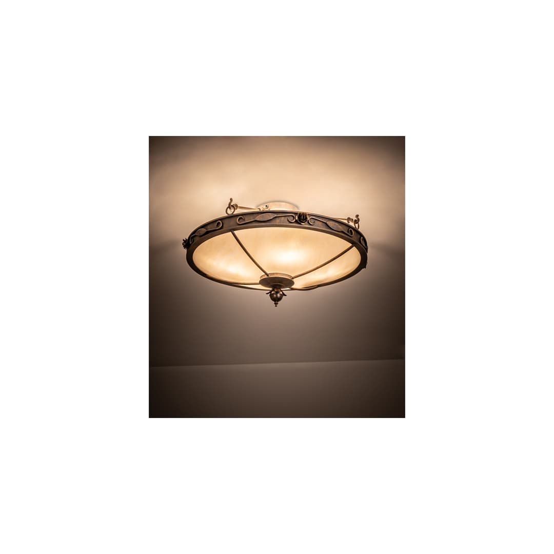 Arabesque 4 Light 28" Wide Semi-Flush Bowl Ceiling Fixture - French Bronzed Finish