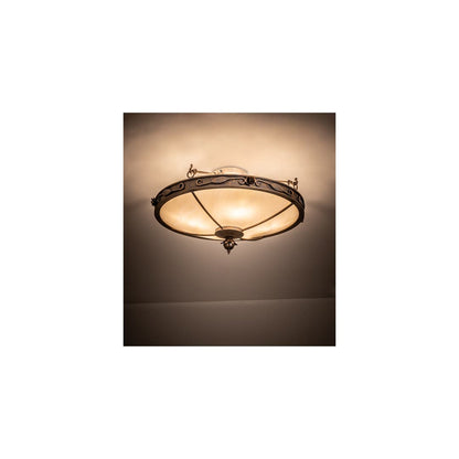 Arabesque 4 Light 28" Wide Semi-Flush Bowl Ceiling Fixture - French Bronzed Finish
