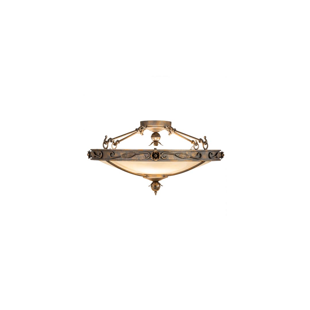 Arabesque 4 Light 28" Wide Semi-Flush Bowl Ceiling Fixture - French Bronzed Finish