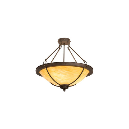 Freya 3 Light 24" Wide Semi-Flush Bowl Ceiling Fixture - Wrought Iron Finish