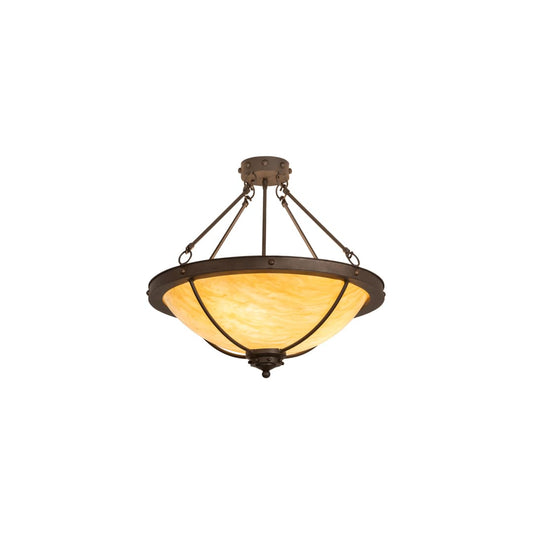 Freya 3 Light 24" Wide Semi-Flush Bowl Ceiling Fixture - Wrought Iron Finish