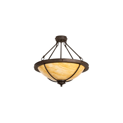 Freya 3 Light 24" Wide Semi-Flush Bowl Ceiling Fixture - Wrought Iron Finish