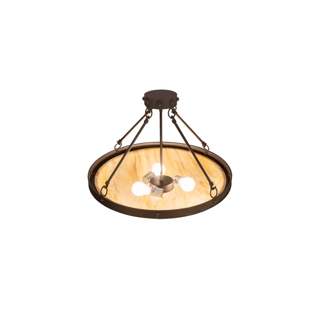 Freya 3 Light 24" Wide Semi-Flush Bowl Ceiling Fixture - Wrought Iron Finish