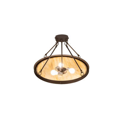 Freya 3 Light 24" Wide Semi-Flush Bowl Ceiling Fixture - Wrought Iron Finish