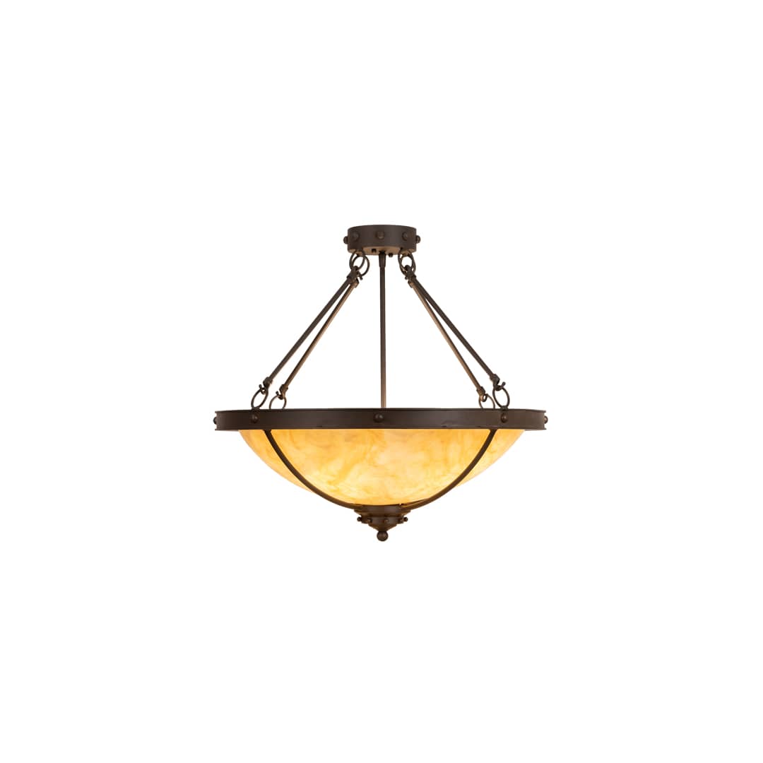 Freya 3 Light 24" Wide Semi-Flush Bowl Ceiling Fixture - Wrought Iron Finish