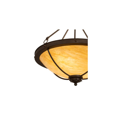 Freya 3 Light 24" Wide Semi-Flush Bowl Ceiling Fixture - Wrought Iron Finish