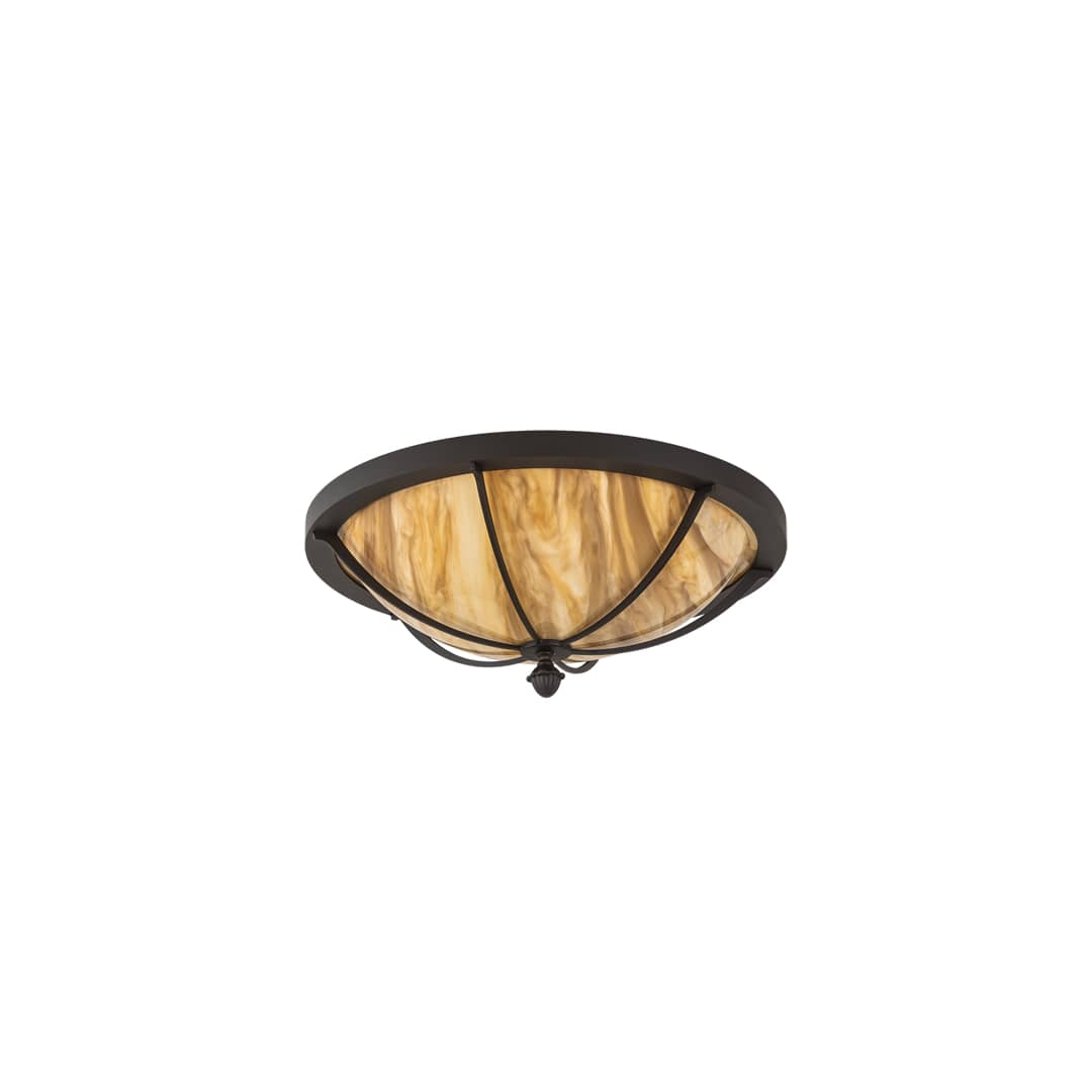 Dominga 3 Light 20" Wide Flush Mount Bowl Ceiling Fixture - Wrought Iron Finish