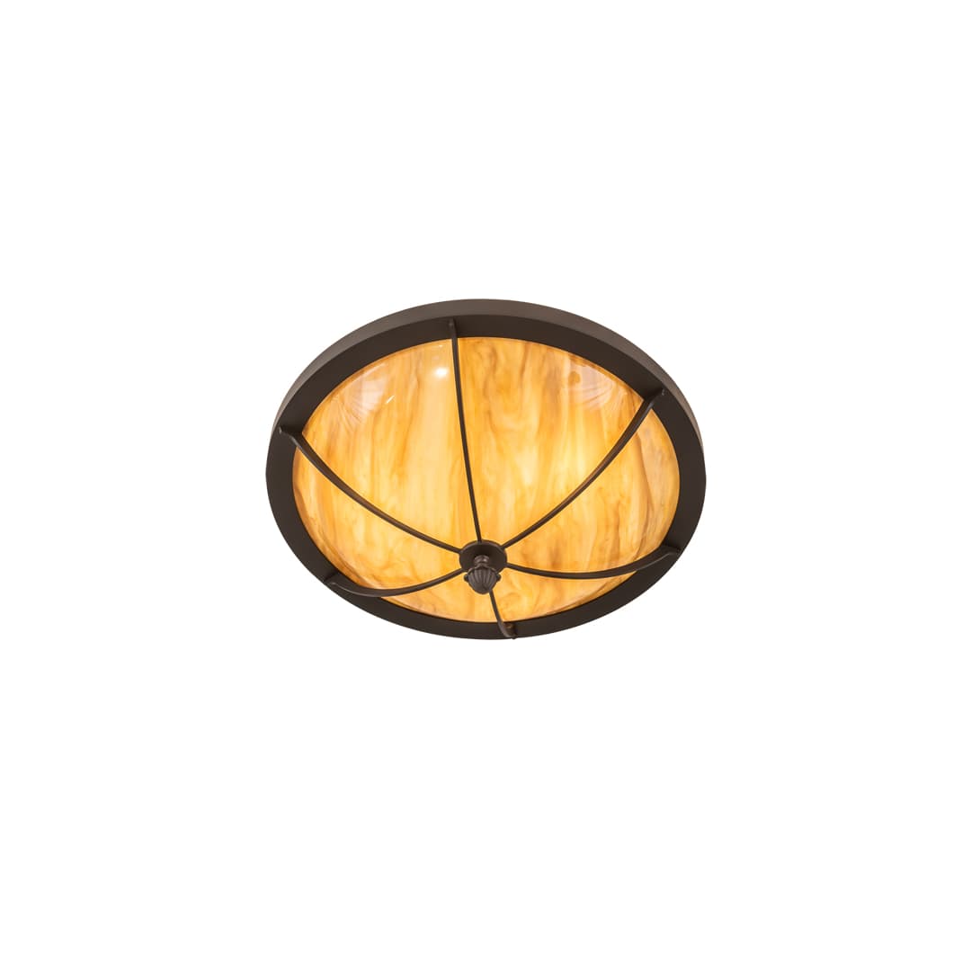 Dominga 3 Light 20" Wide Flush Mount Bowl Ceiling Fixture - Wrought Iron Finish