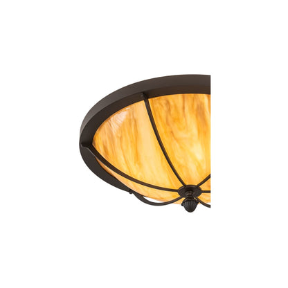 Dominga 3 Light 20" Wide Flush Mount Bowl Ceiling Fixture - Wrought Iron Finish