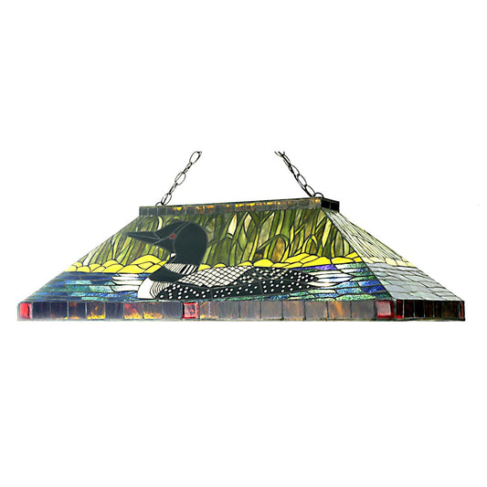 Loon 3 Light 39" Wide Billiard Chandelier with Tiffany Glass Shade